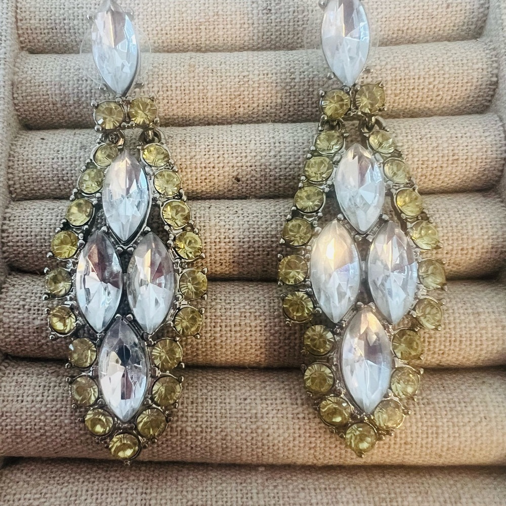 Glamorous Crystal and Gold Statement Earrings